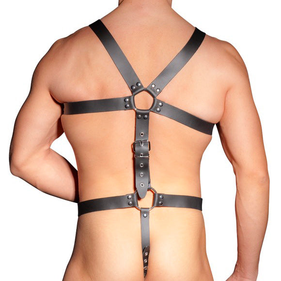 Mens Leather Adjustable Harness With Cock Ring Mens Leather Adjustable Harness With Cock Ring